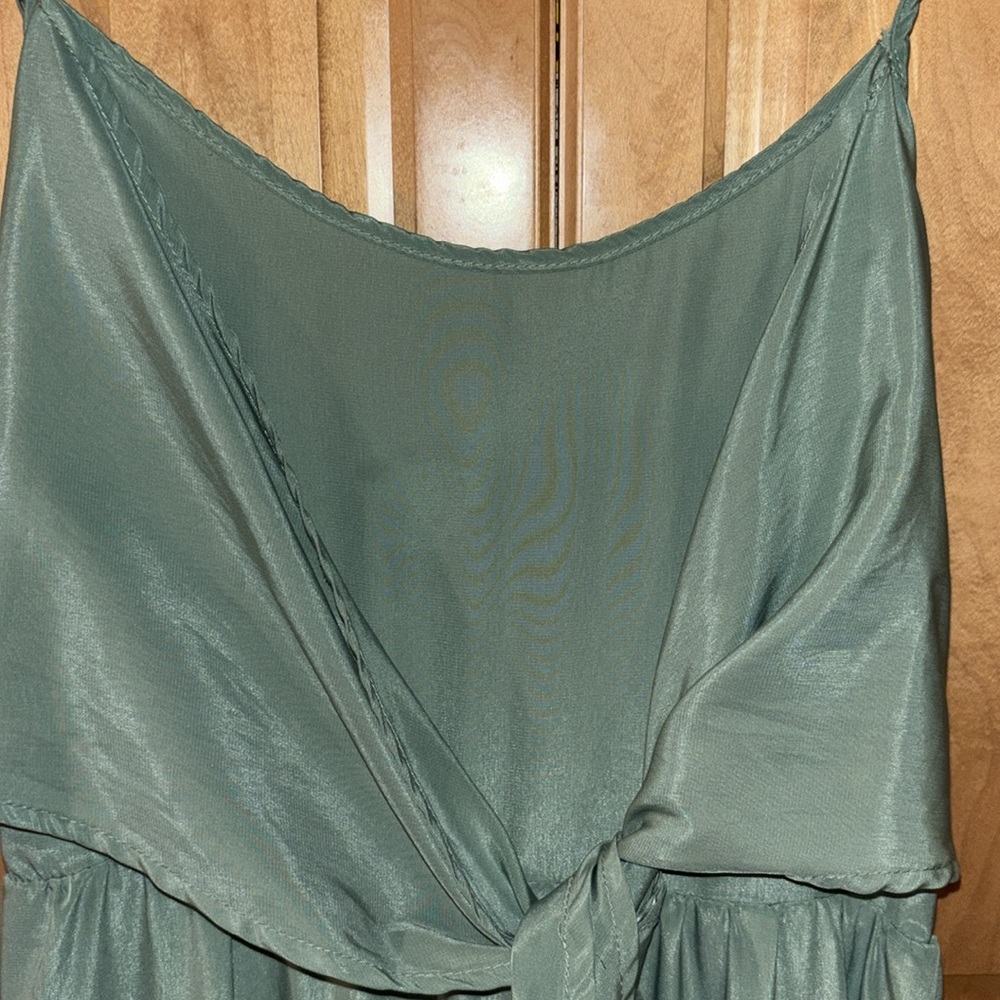 Fables agate green color women’s medium spaghetti strap Thai front long dress - Picture 12 of 12